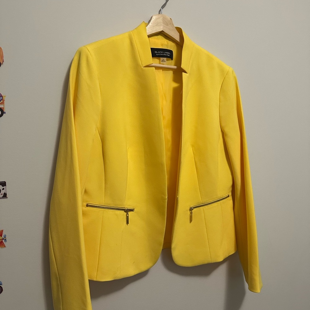Evan Picone Yellow Blazer Professional Tailored Suit Jacket